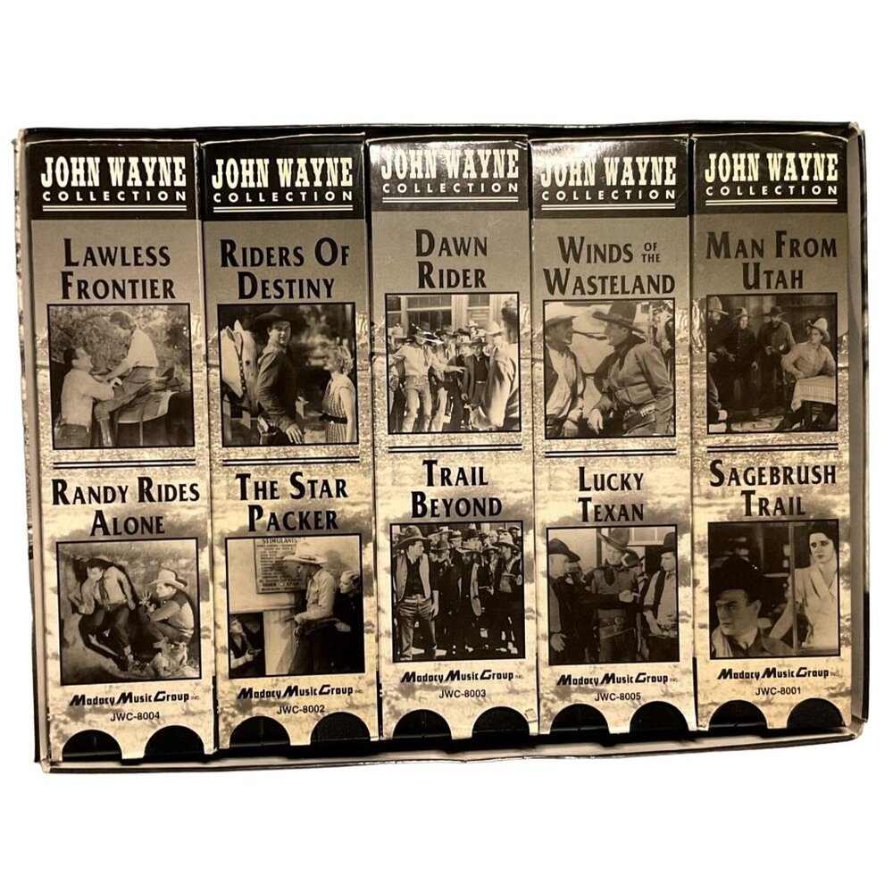 Vtg John Wayne Collection VHS 10 Cassettes JWC-8000 1984 Madacy Music Group